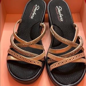 Skechers never worn Rose gold strap heeled sandal